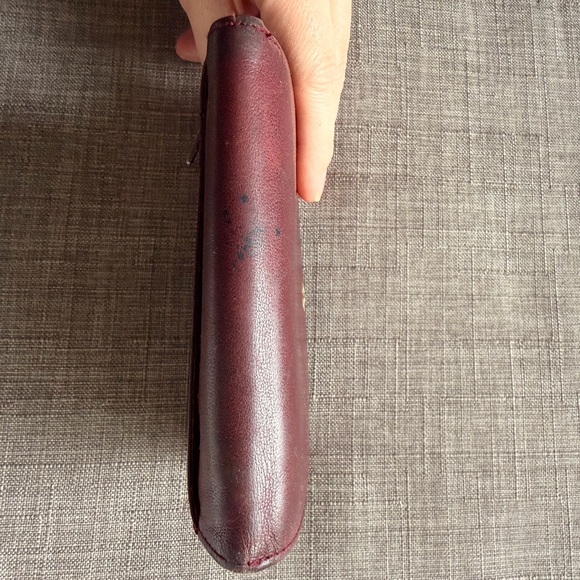 Valentino Deep Burgundy Leather Card Case with Gold V Logo - Picture 11 of 12